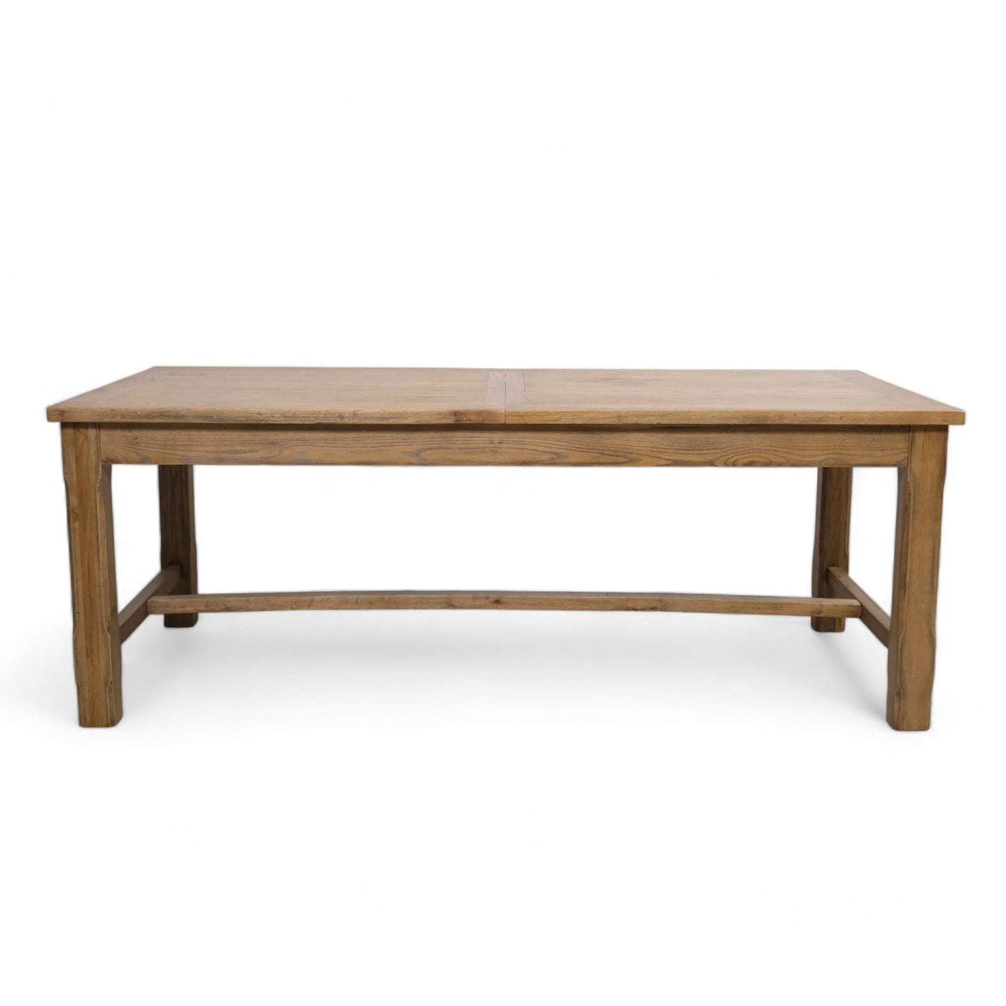 Stort spisebord i gråvasket eik med to ileggsplater