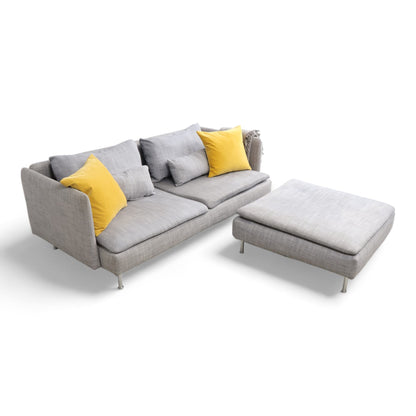 Nyrenset | Lys grå Ikea Söderhamn 3-seter sofa med puff