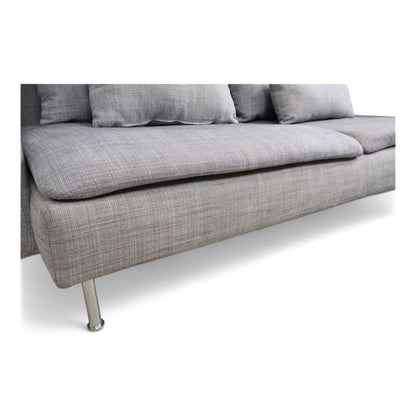 Nyrenset | Lys grå Ikea Söderhamn 3-seter sofa med puff