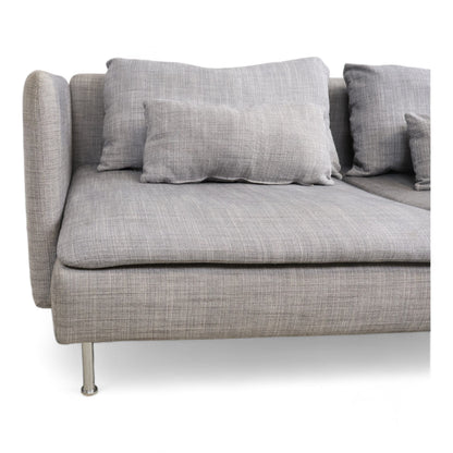Nyrenset | Lys grå Ikea Söderhamn 3-seter sofa med puff