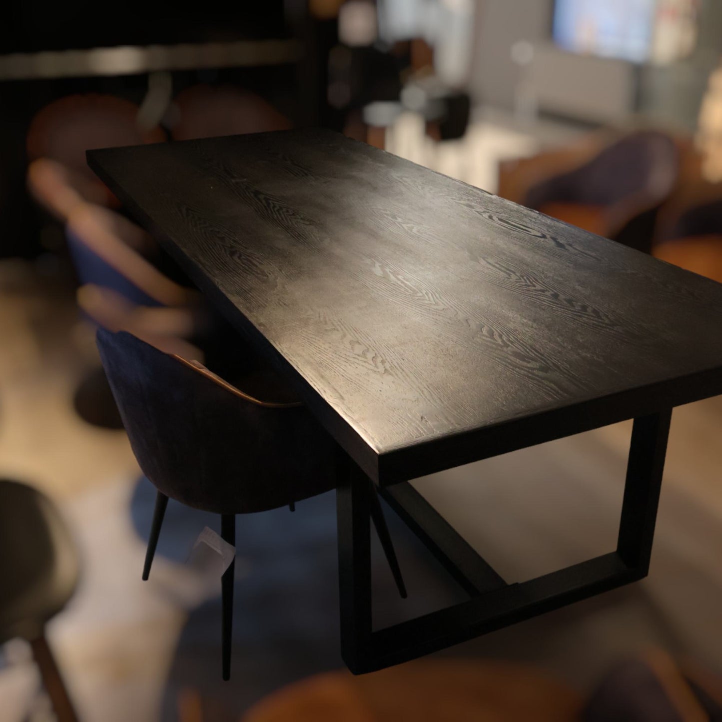 Sort/mørkebrun spisebord 260x100 cm