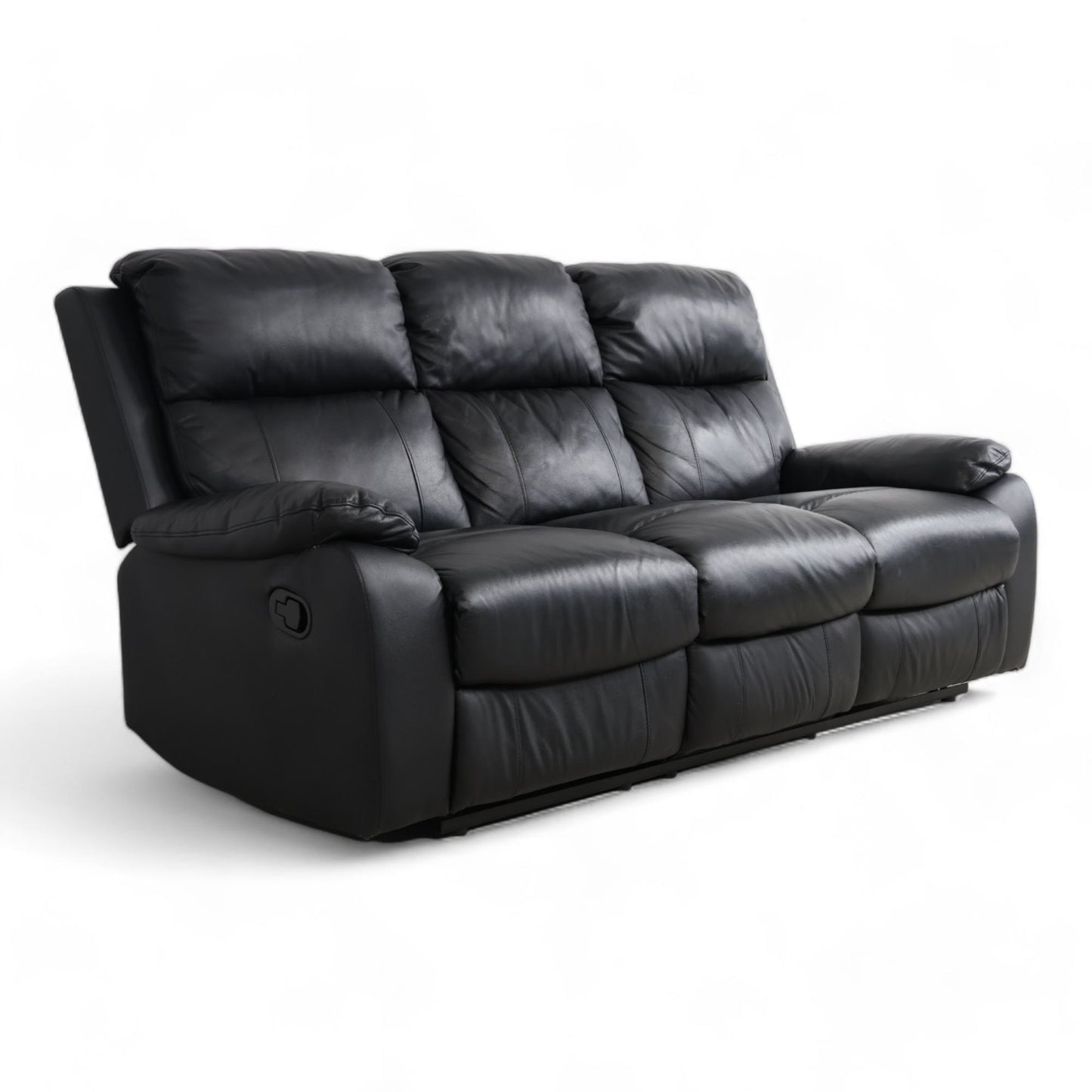 Nyrenset | Sort Mora 3-seter sofa med recliner i skinn