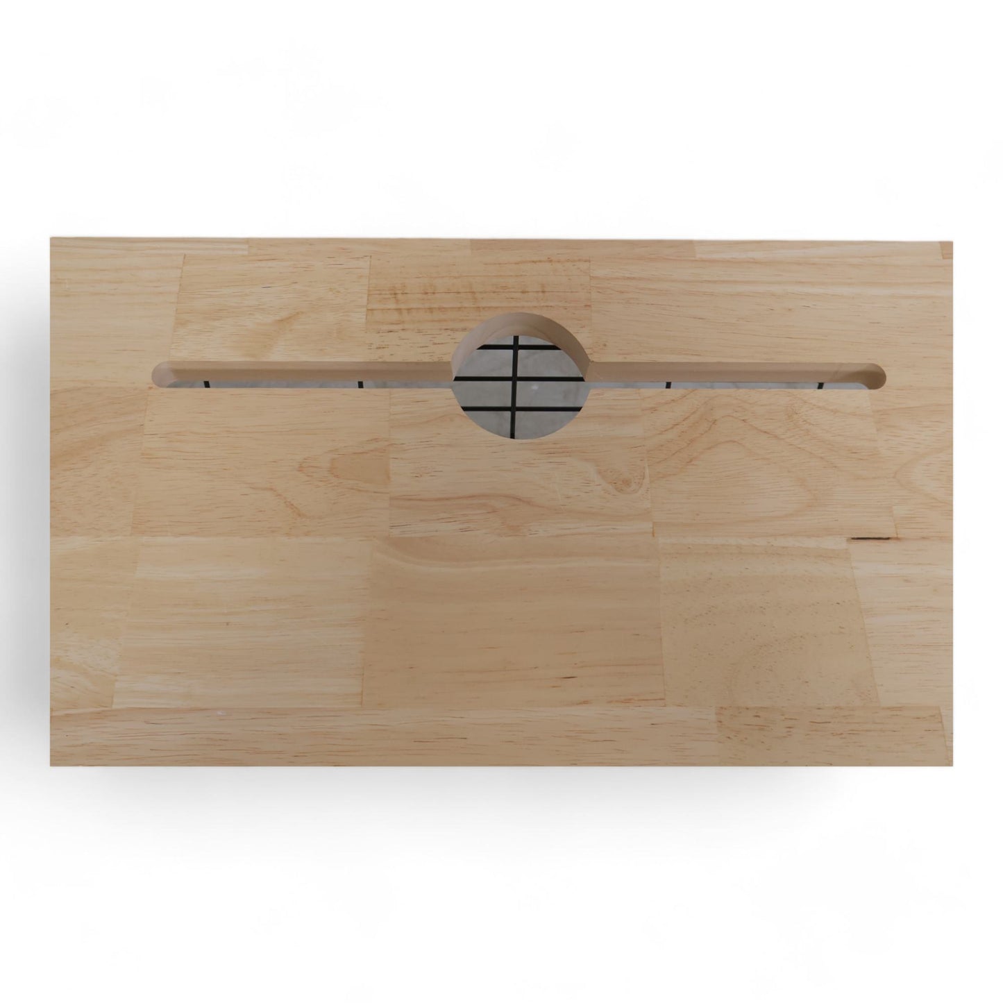 Skrivebord i tre med sorte metallben, 122x60 cm