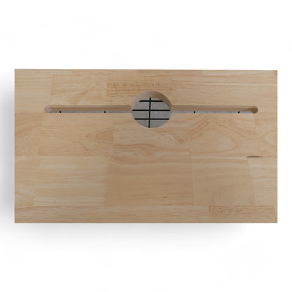 Skrivebord i tre med sorte metallben, 122x60 cm