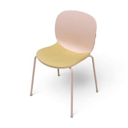 RBM Profim Noor 6050s 4-leg stol med rosa rygg og gul sete