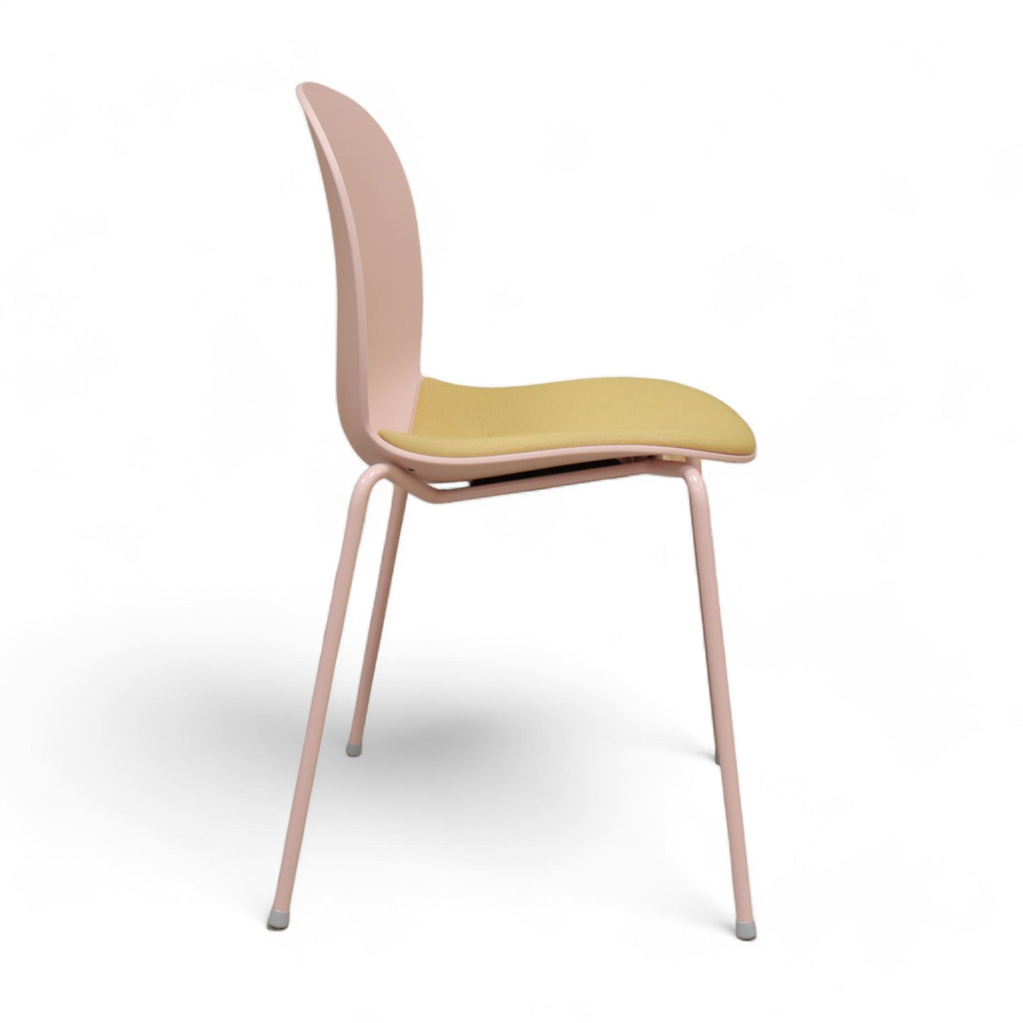 RBM Profim Noor 6050s 4-leg stol med rosa rygg og gul sete