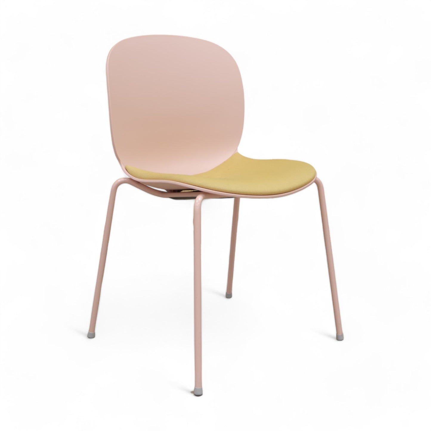 RBM Profim Noor 6050s 4-leg stol med rosa rygg og gul sete