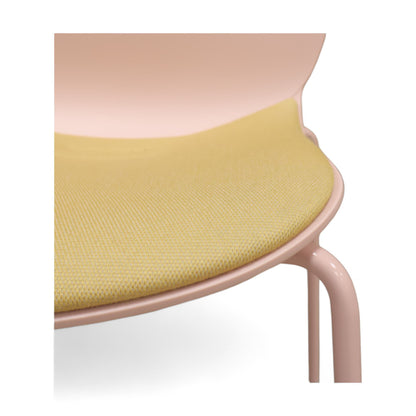 RBM Profim Noor 6050s 4-leg stol med rosa rygg og gul sete