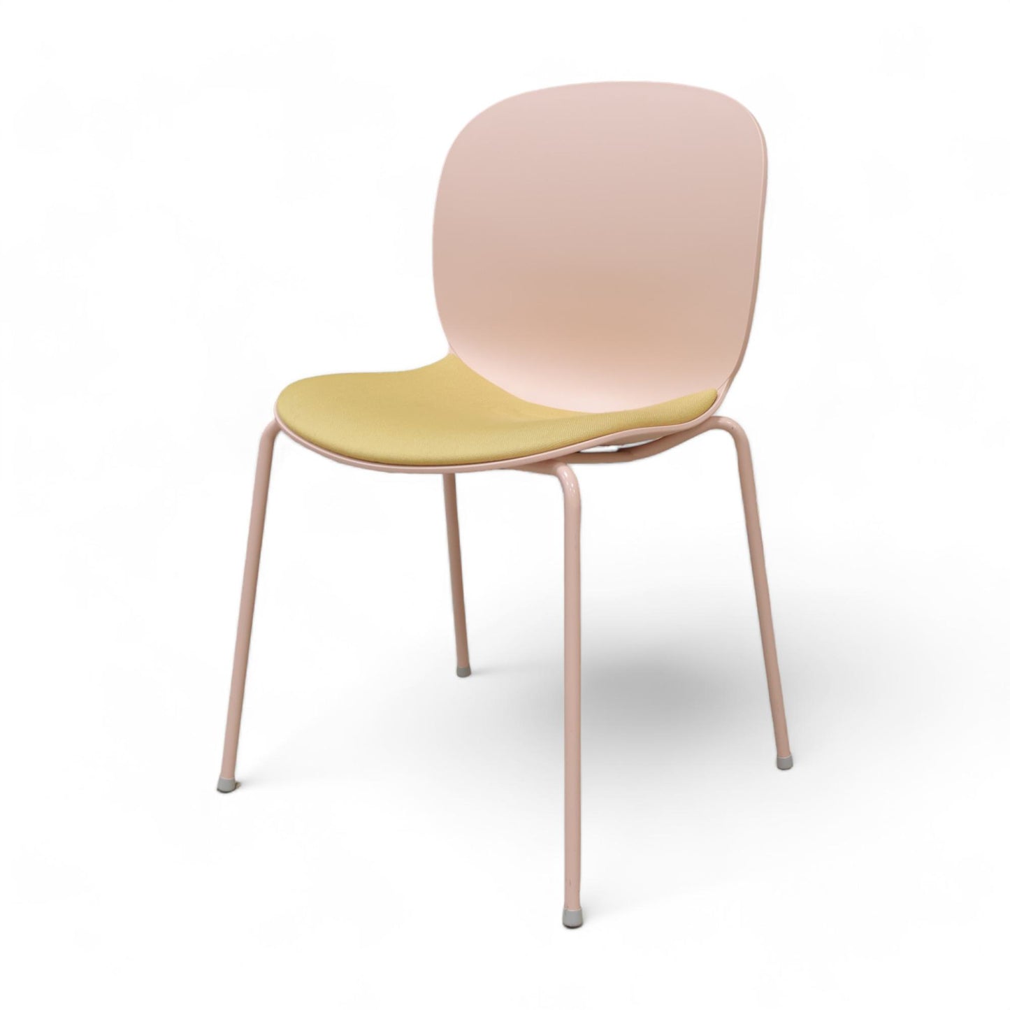 RBM Profim Noor 6050s 4-leg stol med rosa rygg og gul sete