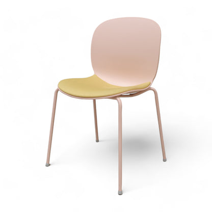 RBM Profim Noor 6050s 4-leg stol med rosa rygg og gul sete