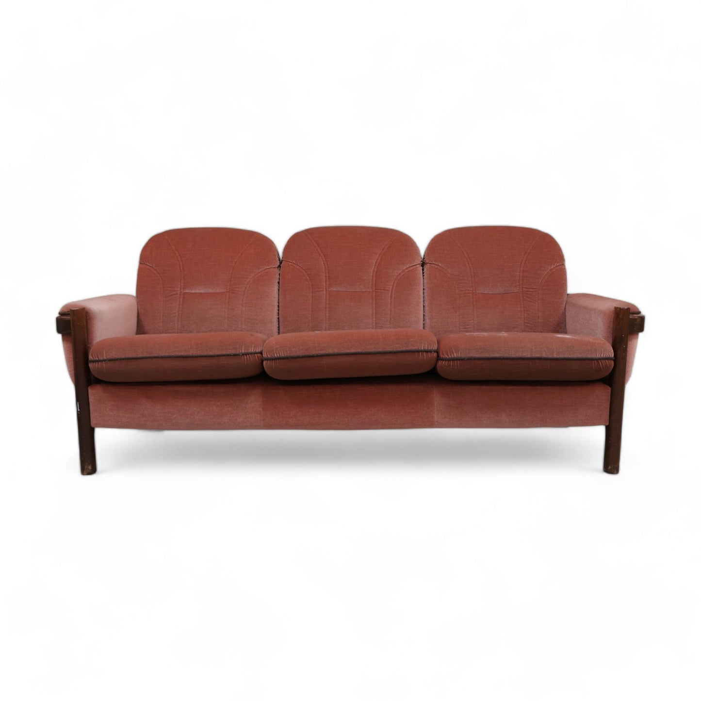 Retro sofagruppe i rosa tekstil | 2 lenestoler + 1 sofa