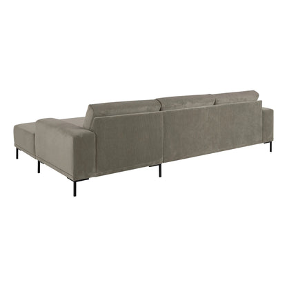 Emerson sofa med sjeselong fra A-Møbler, grå kordfløyel