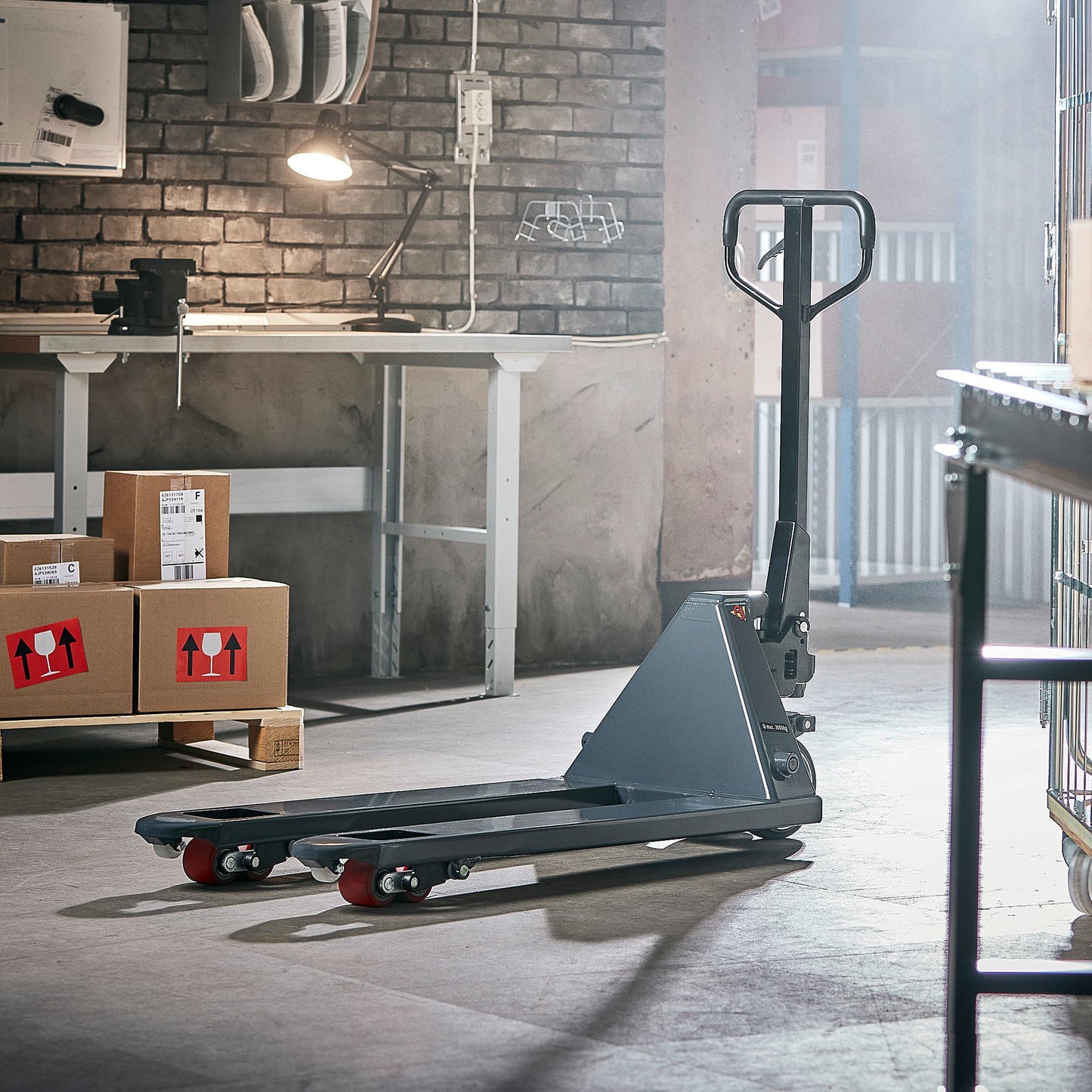 Jekketralle BOOST med hurtigløft, 2000 kg, 1150 mm, boggie, gummi/polyuretan, grå