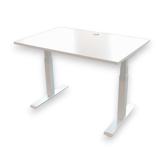 El hev/senk skrivebord 120x80 cm, hvit laminat, LINAK