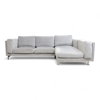 Nyrenset | Lys grå Ikea Nockeby sofa med sjeselong