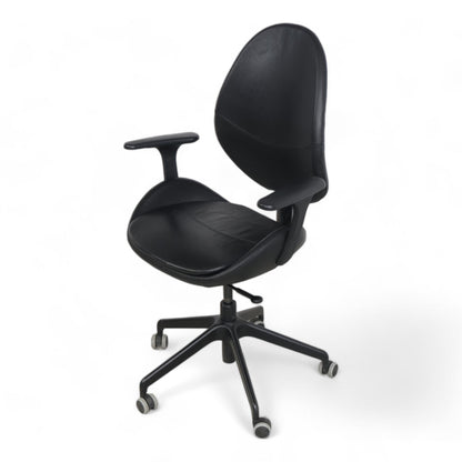 HATTEFJÄLL Kontorstol med armlener, Smidig svart/svart