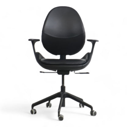 HATTEFJÄLL Kontorstol med armlener, Smidig svart/svart