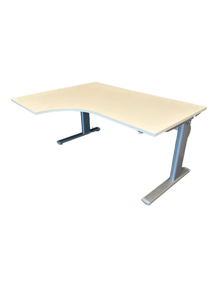Hvit Linak elektriske hev/senk skrivebord med venstresving