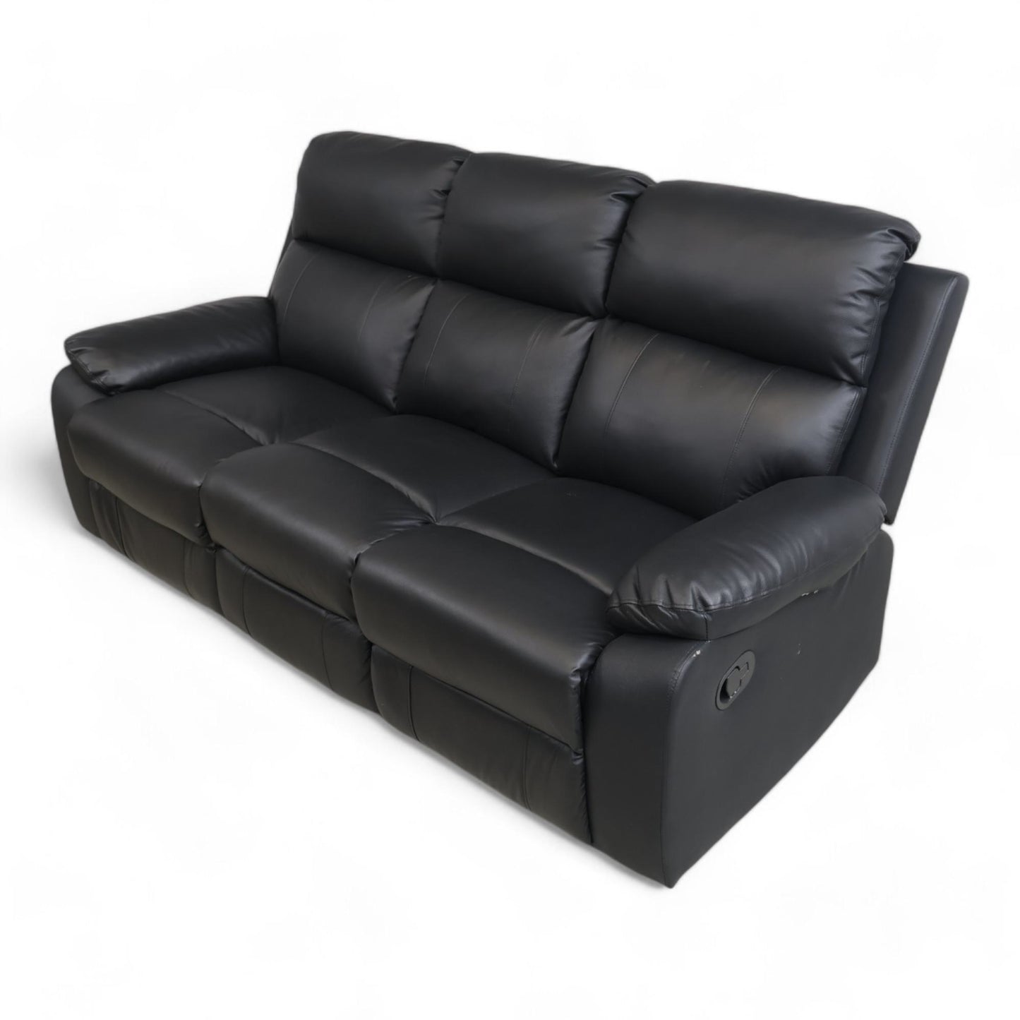 Mayfield recliner sofa i sort hud/PVC, 3-seter