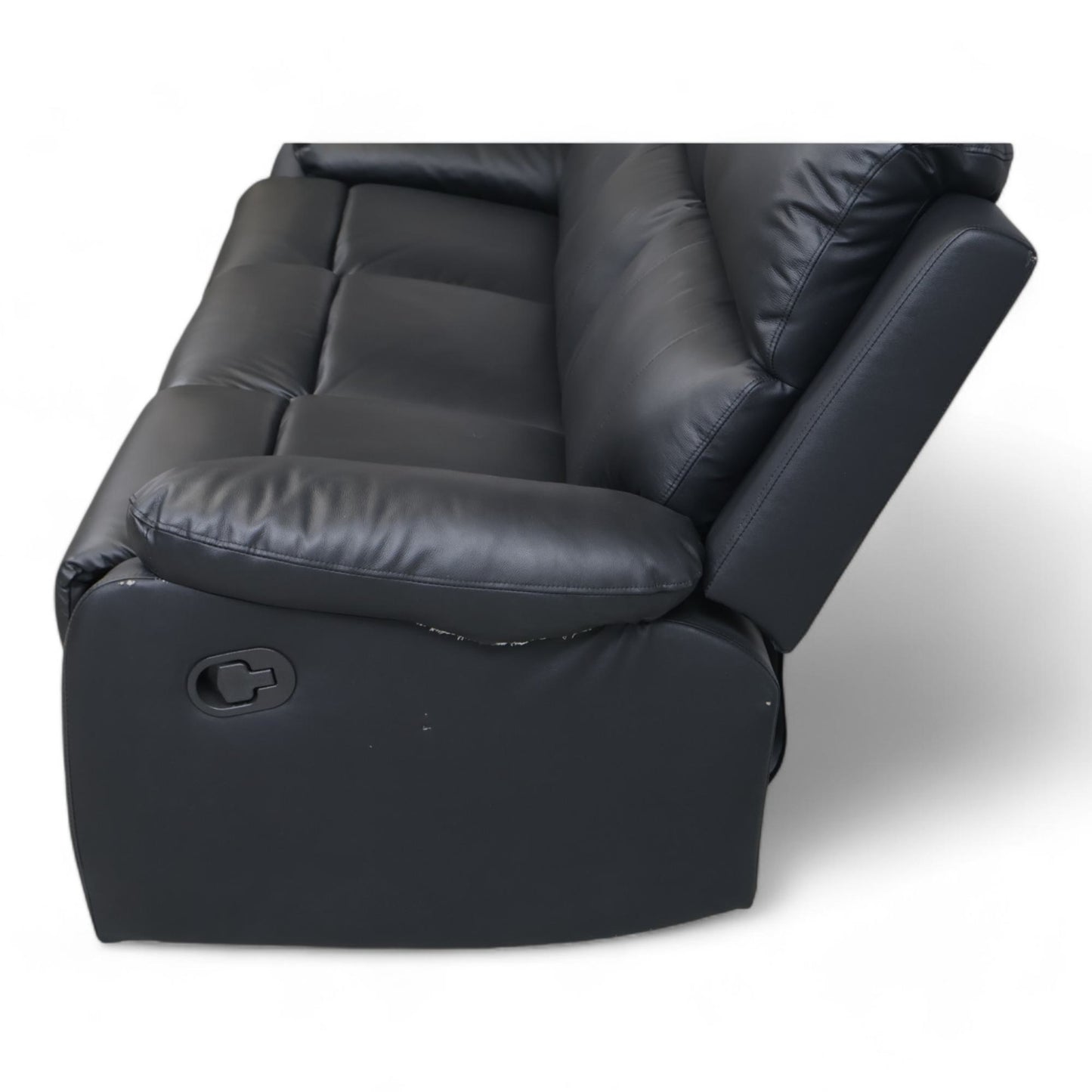 Mayfield recliner sofa i sort hud/PVC, 3-seter