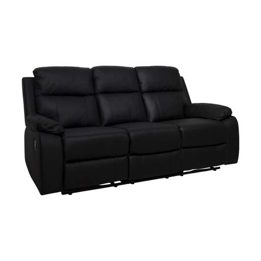 Mora 3-seter sofa, sort hud/PU, recliner