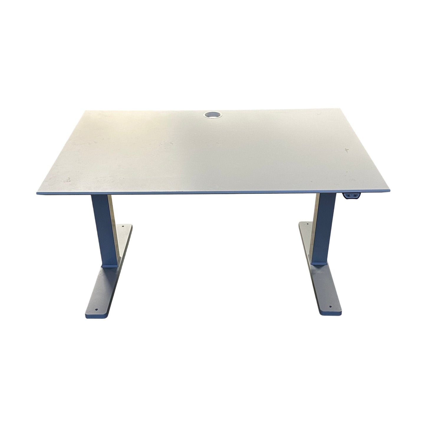 120x80 elektrisk hev/senk skrivebord, hvit laminat,