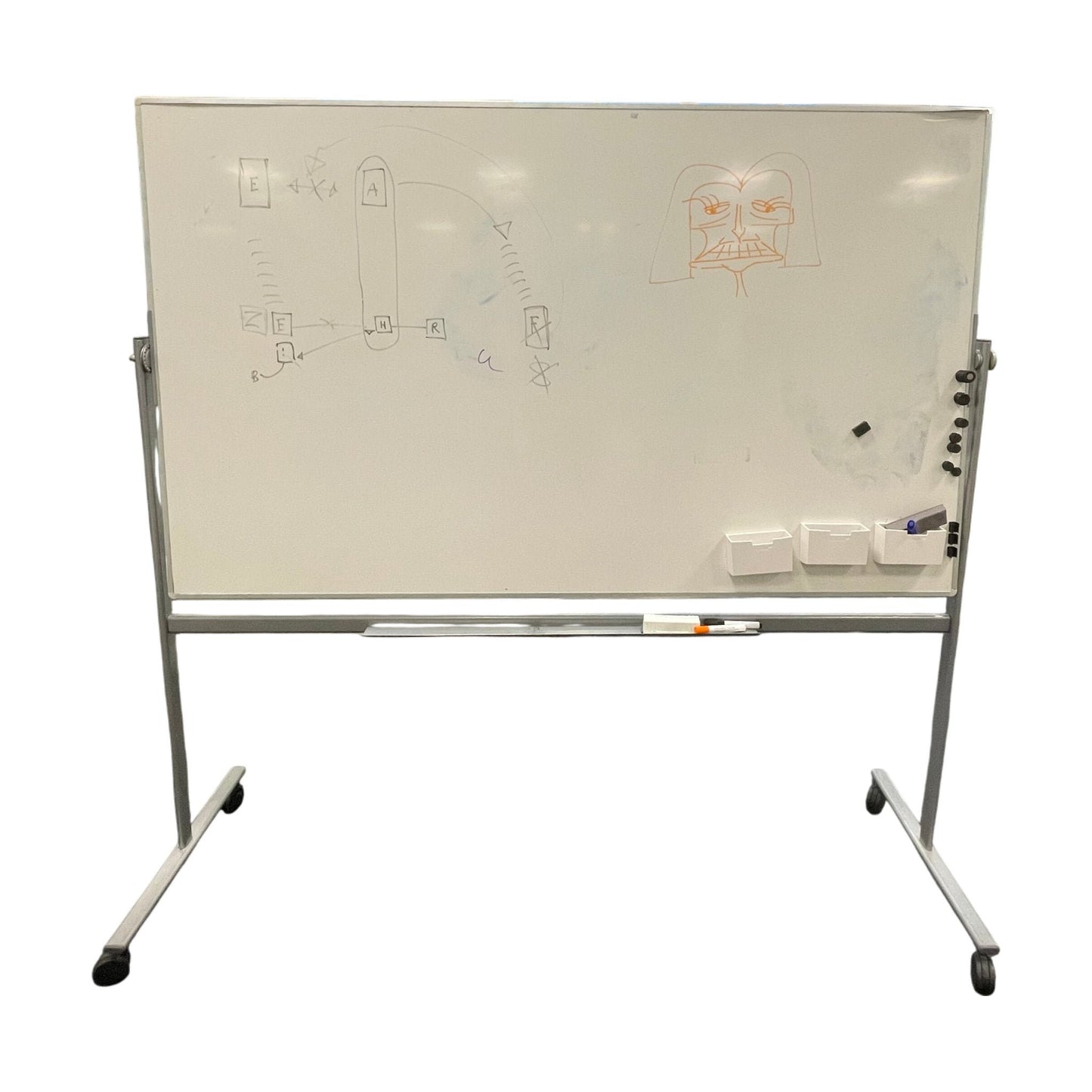Roterbar whiteboard på hjul, 208x65x207cm