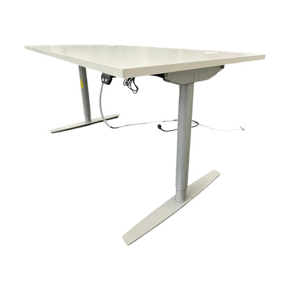 Elektrisk hev/senk skrivebord, hvit laminat, 160x80 cm