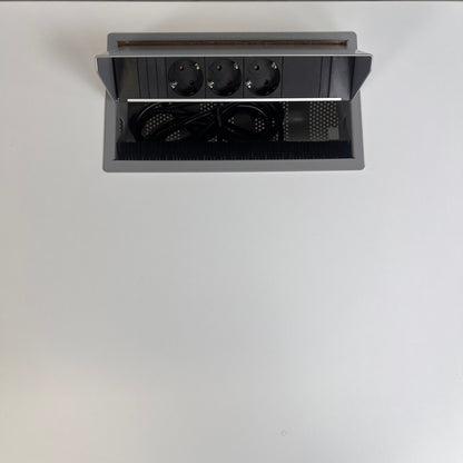 Manuelt justerbart hev/senk skrivebord 160x80 cm, grå/hvit, Kinnarps