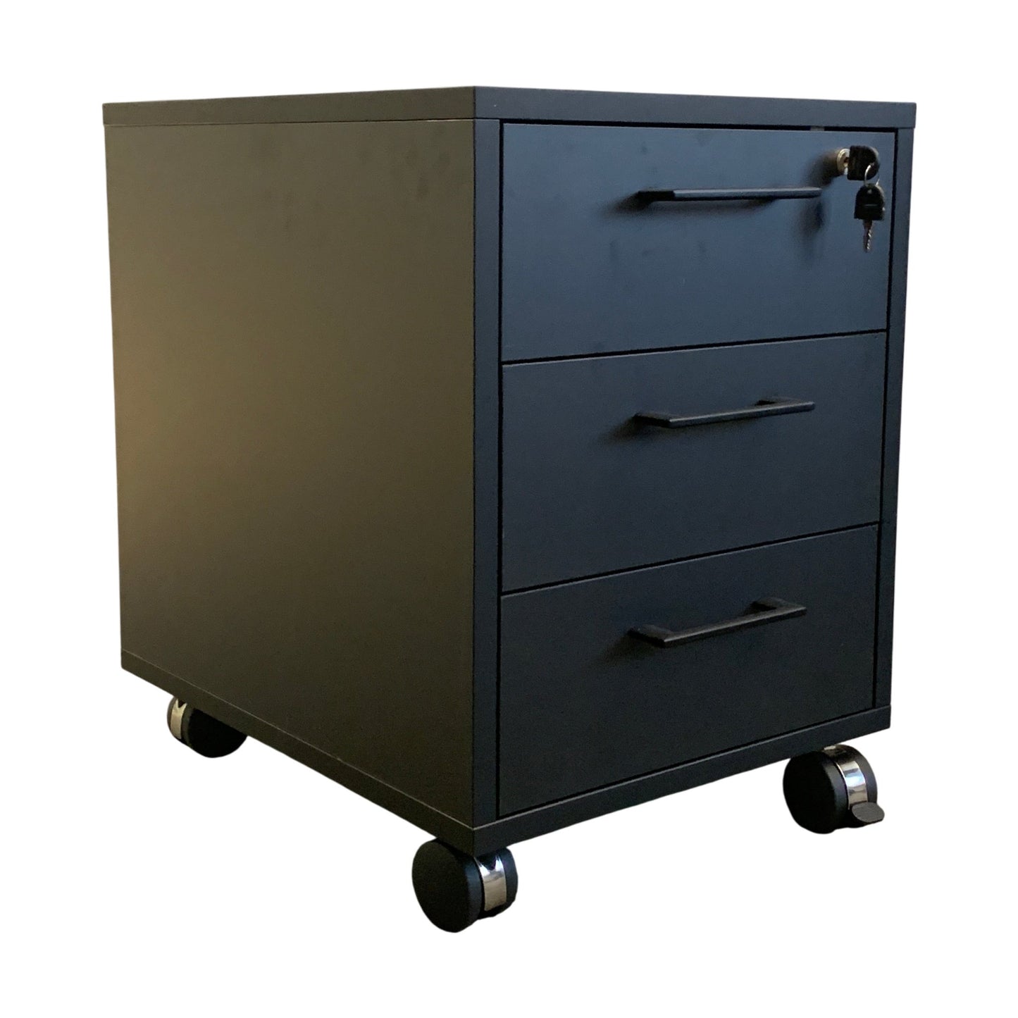 Skuffeseksjon med tre skuffer og lås