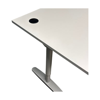 Manuelt hev/senk skrivebord, hvit, 160x90 cm