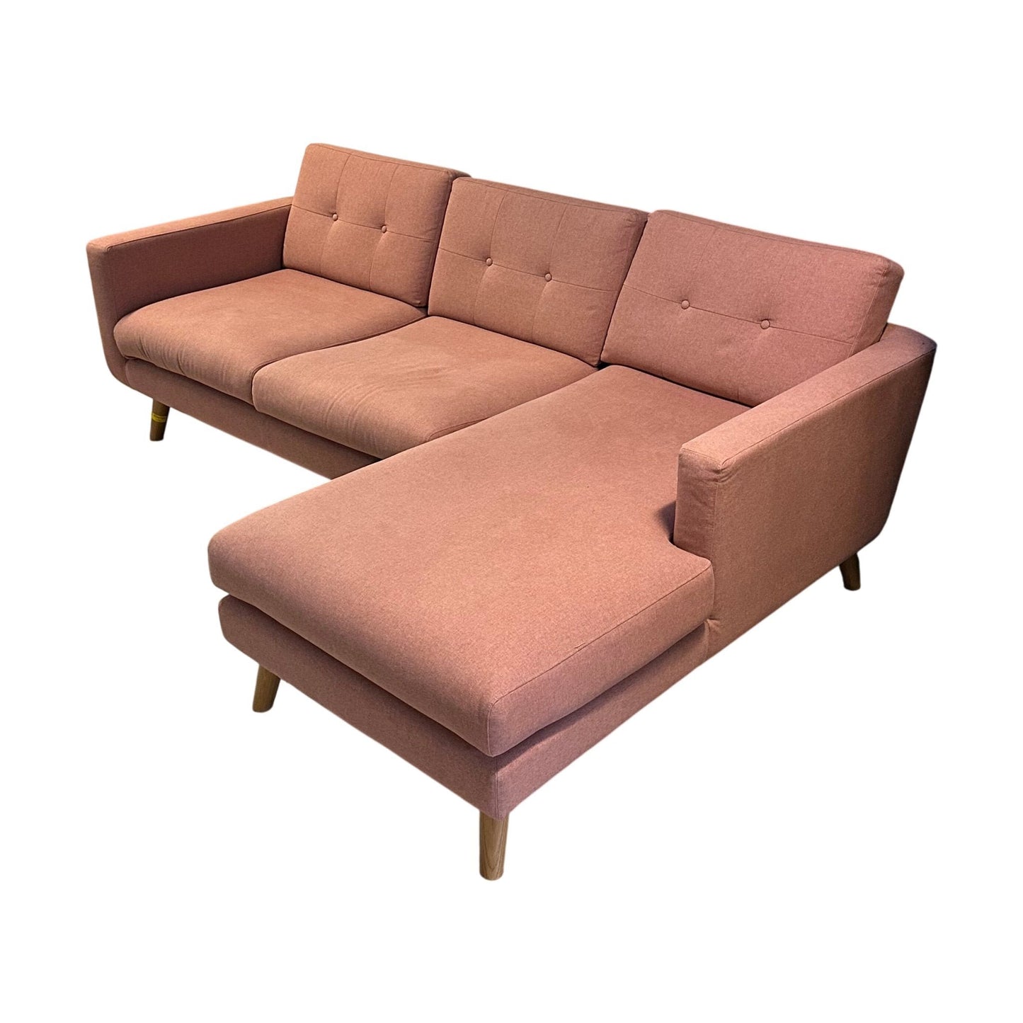 Sofa med sjeselong 3-seter fra SOFACOMPANY, dus rosa, høyre sjeselong