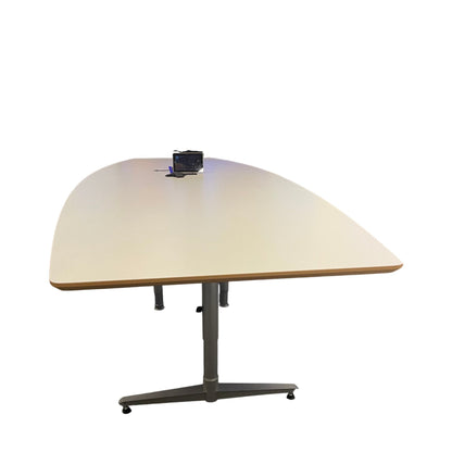 Båtformet møtebord, hvit laminat, 360x120 cm