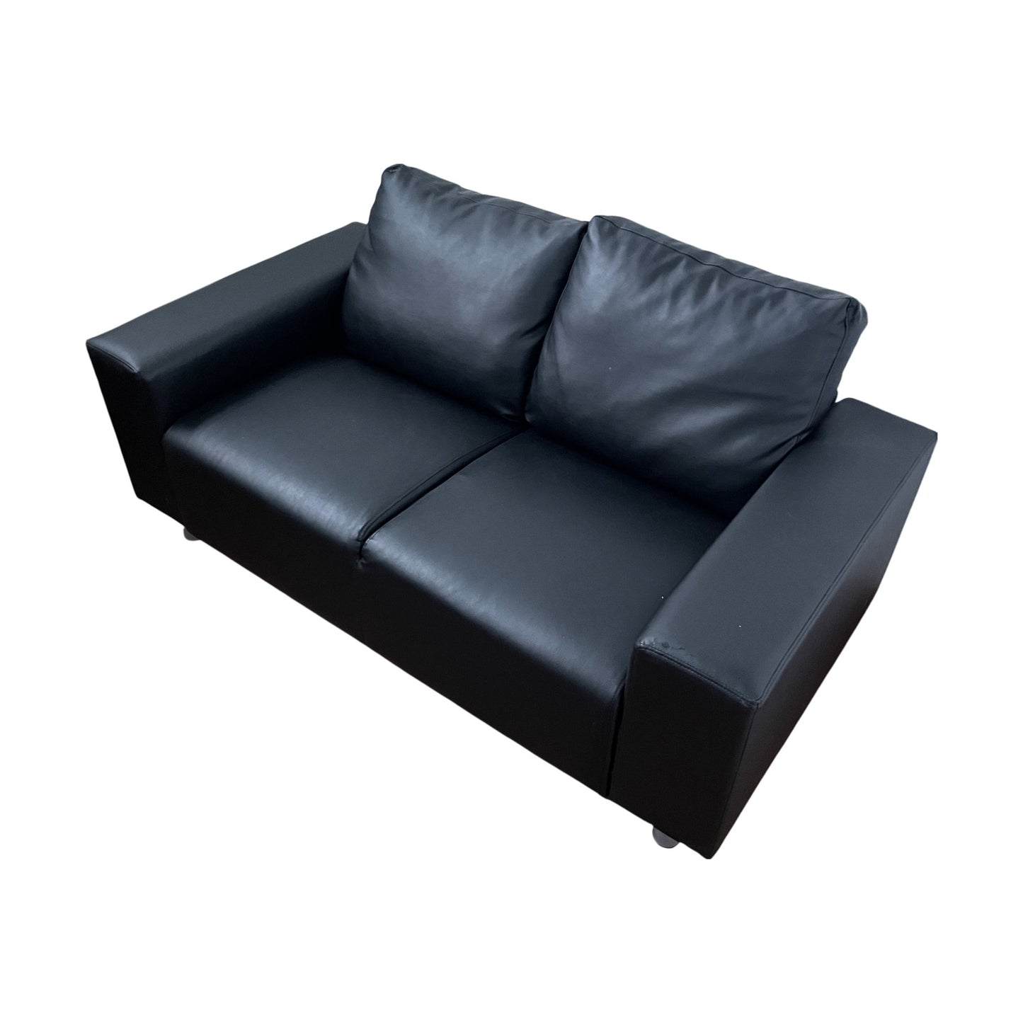 Sort 2-seter sofa i skinn