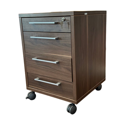 Låsbar skuffeseksjon på hjul med 4 skuffer