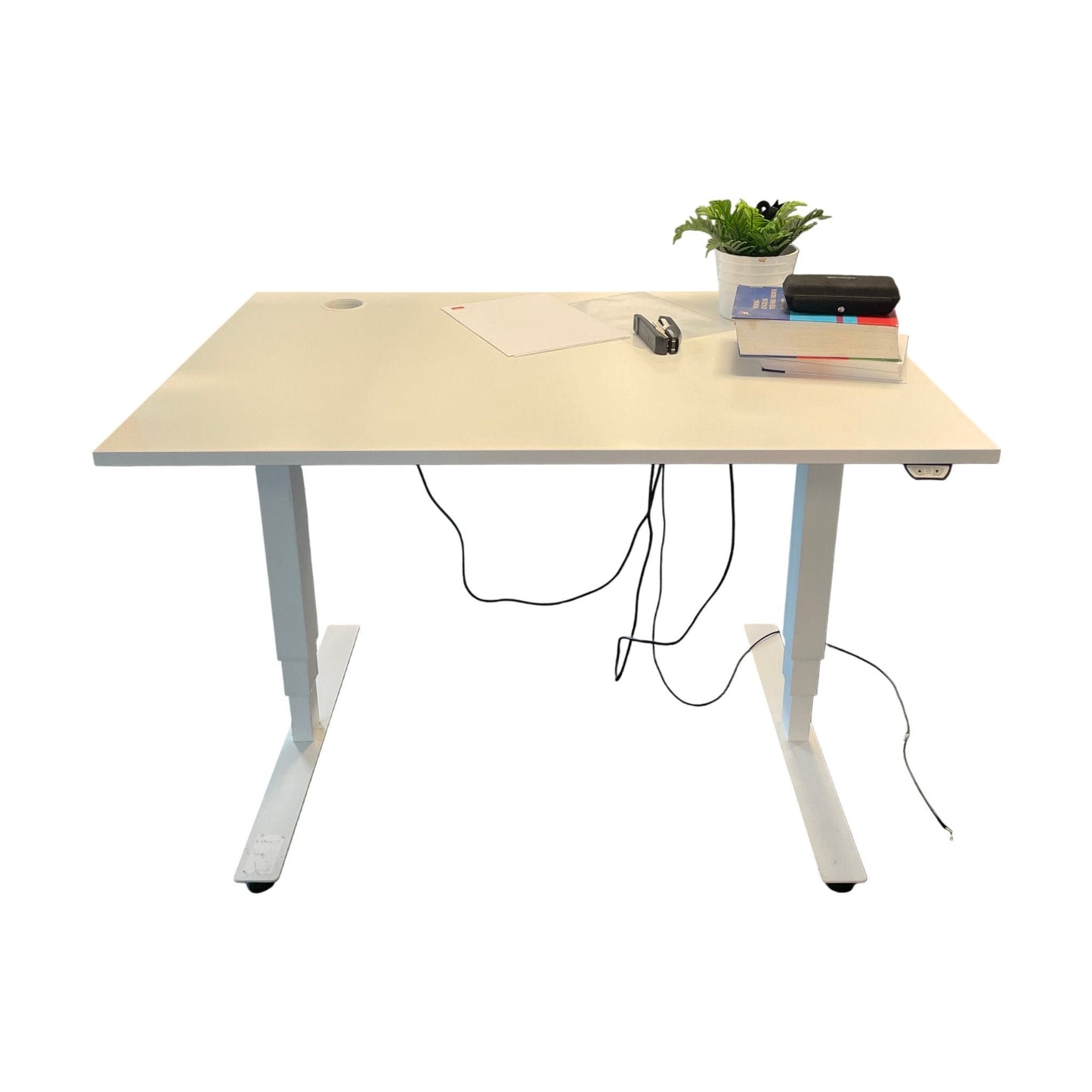 Elektrisk hev/senk skrivebord, hvit laminat, 120x80 cm