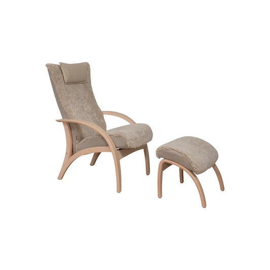 Brunstad Adventure lenestol fra A-Møbler, beige, m/fotskammel