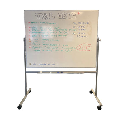 Hvit roterbar whiteboard, 180x57x160 cm