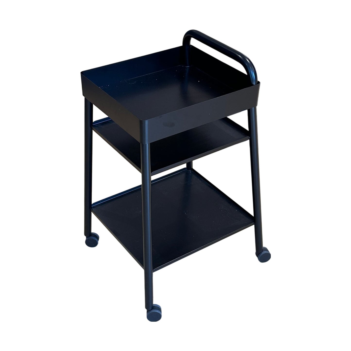 Tralle på hjul i svart metall