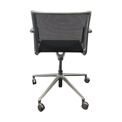 ICF Una møteromsstol, svart, med armlener og hjul