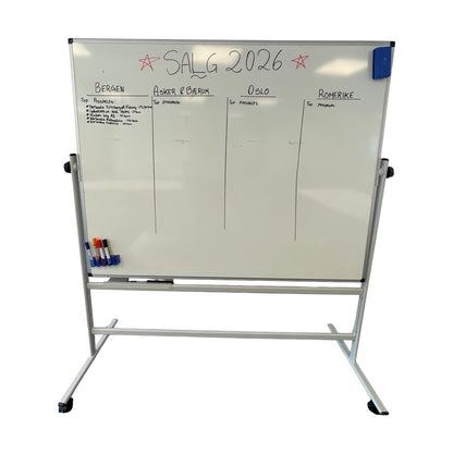 Hvit roterbar whiteboard, 180x57x160 cm