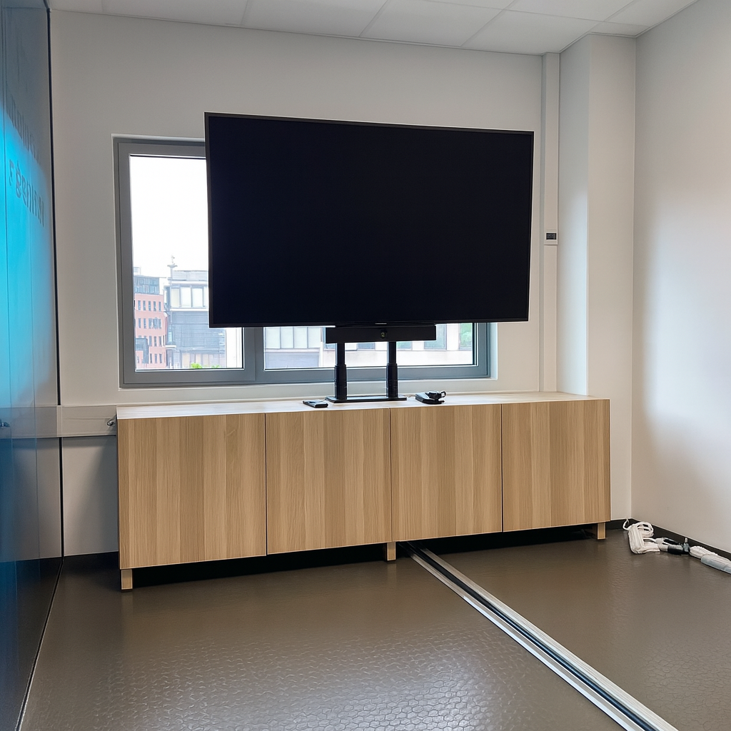 Konferanseseksjon med TV, kamera og lydanlegg, fra Phillips/IKEA/YeaLink
