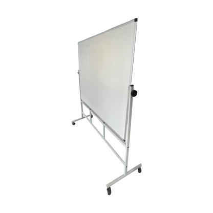 Hvit roterbar whiteboard med låsbare hjul, 160x60x180 cm
