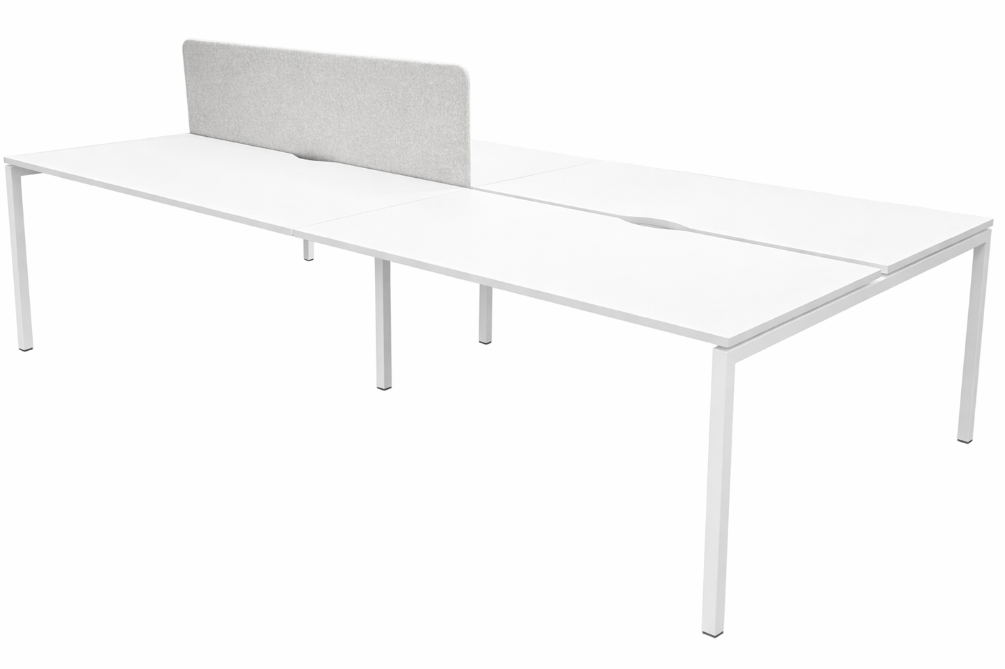 U1 Quadruple Bench arbeidsstasjon fra Narbutas, hvit melamin, 320x164 cm