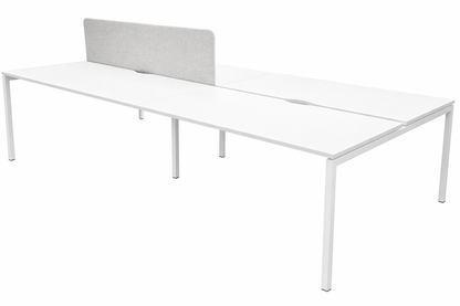 U1 Quadruple Bench arbeidsstasjon fra Narbutas, hvit melamin, 320x164 cm