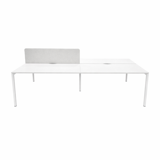 U1 Quadruple Bench arbeidsstasjon fra Narbutas, hvit melamin, 320x164 cm