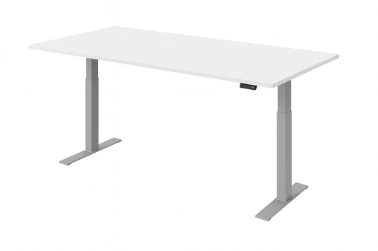 Elektrisk hev/senk skrivebord fra Kinnarps, hvit/grå, 180x80 cm