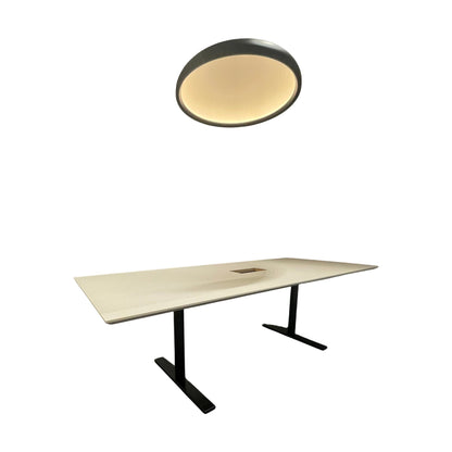 Møtebord i grå med svart understell, 240x100 cm