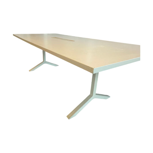 Møtebord, hvit laminat, 220x100 cm