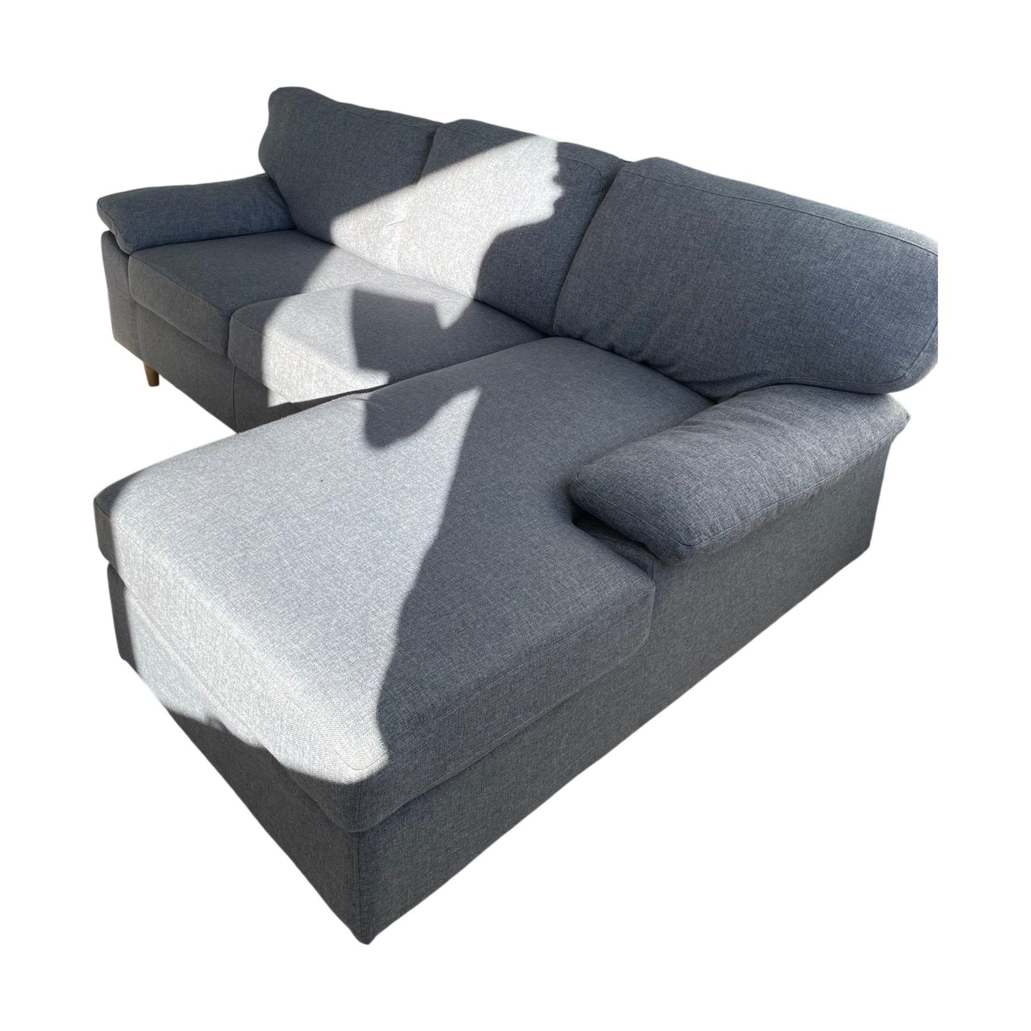 Grå Gedved sofa med sjeselong fra Jysk